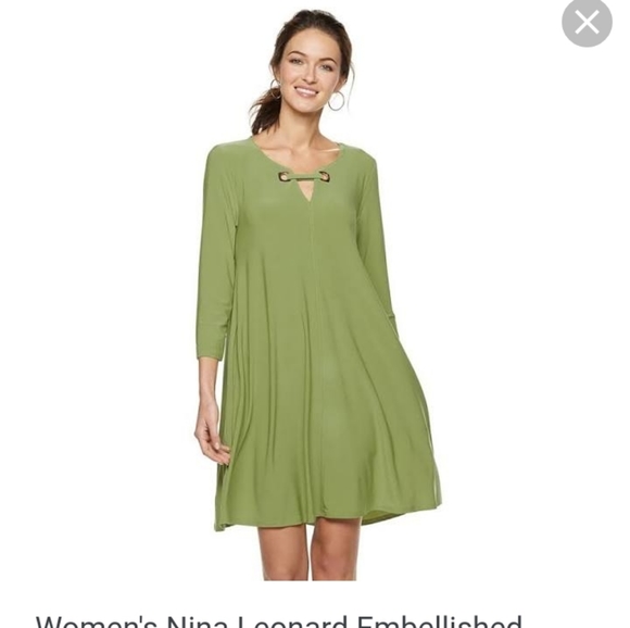 Nina Leonard Marigold Embellished Keyhole Swing Dress - Picture 4 of 8